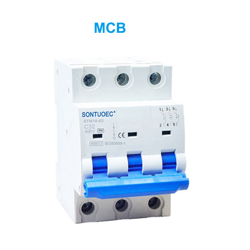 STM16-63 लघु सर्किट ब्रेकर 6KA 1P 2P 3P 4P 16A 230/400V MCB