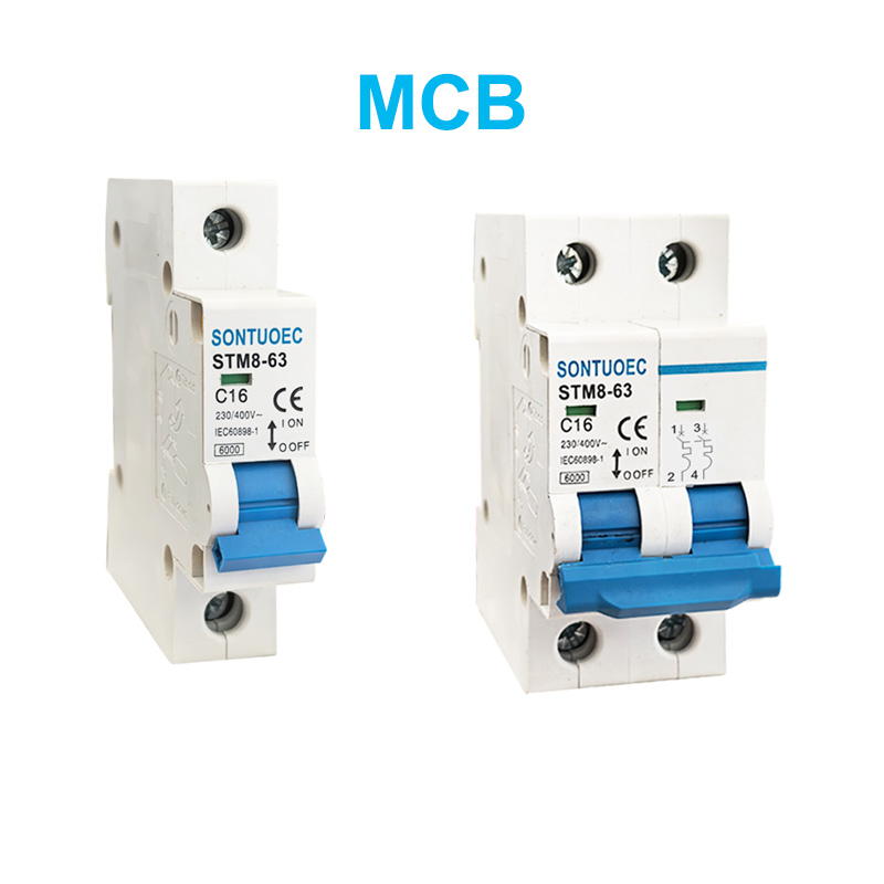 STM8-63 लघु सर्किट ब्रेकर 6KA 1P 2P 3P 4P 16A 230/400V