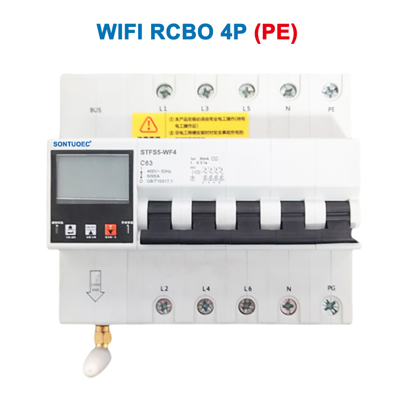 Wifi STFS5-63 श्रृंखला मल्टी फंक्शनल IoT इंटेलिजेंट RCBO इंटेलिजेंट सर्किट ब्रेकर